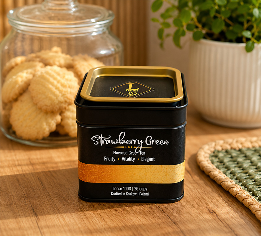 Mrożona Sencha Strawberry Leo Tea z truskawkami